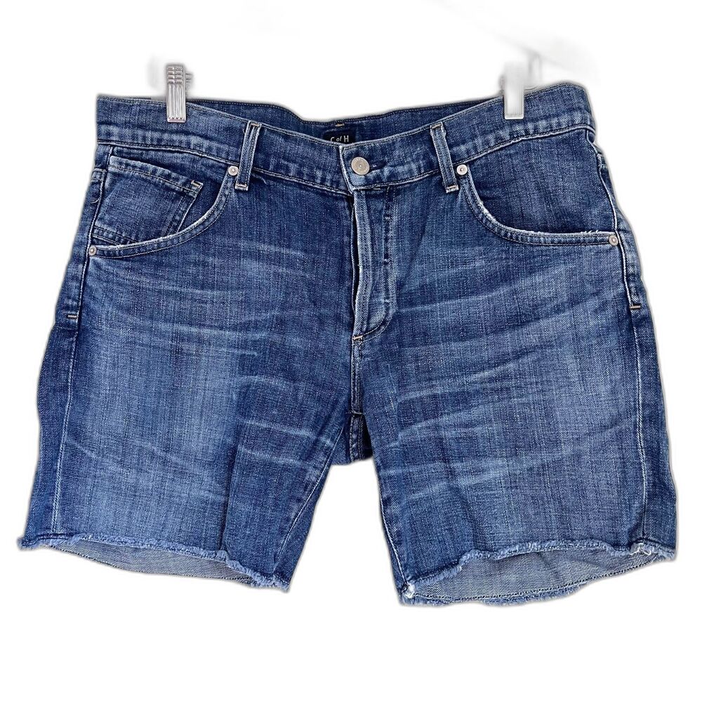 Citizens of Humanity Denim Cutoff Shorts Size 29 Medium Wash Raw Hem USA Made